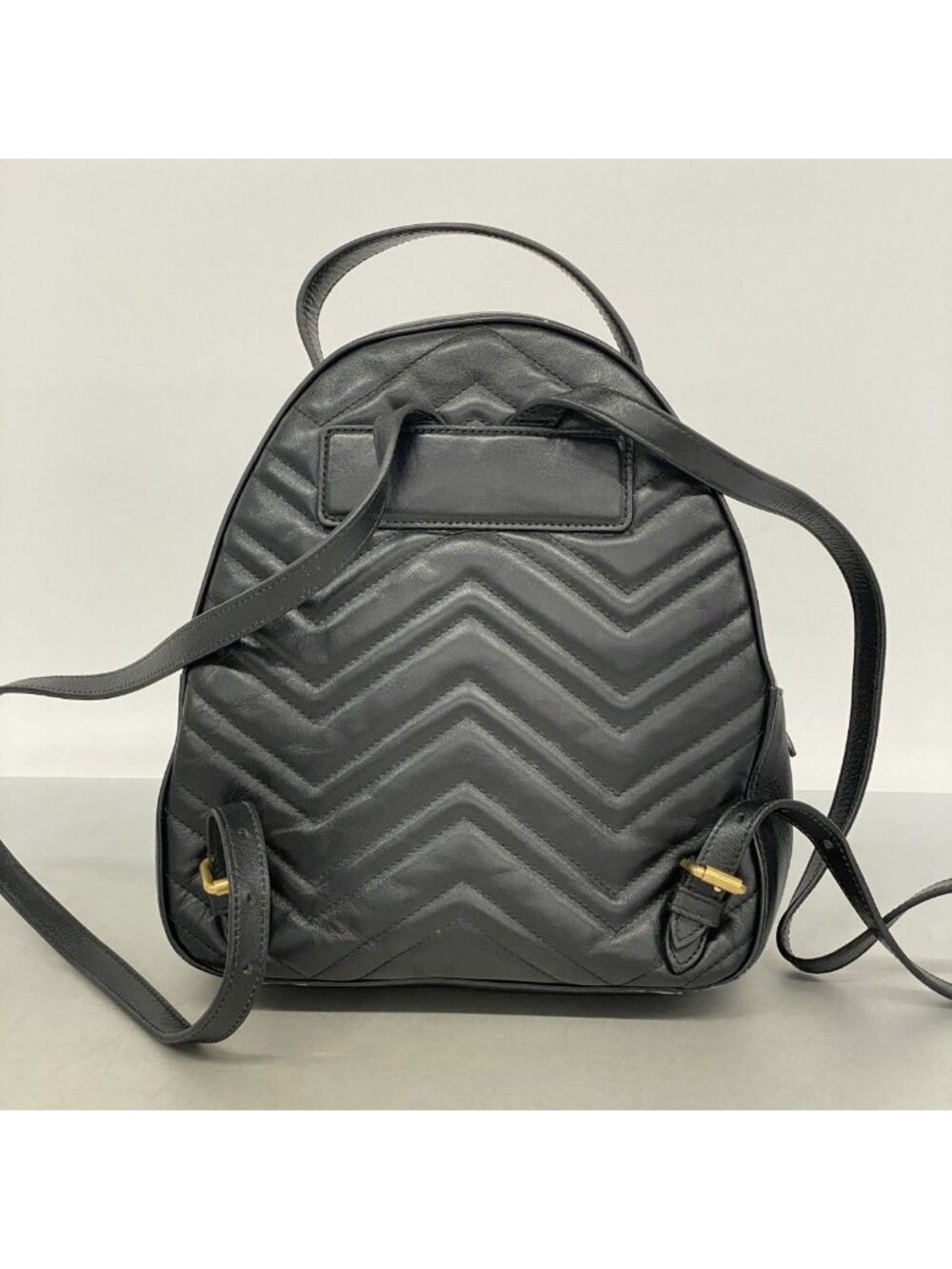 Gucci Backpack GG Marmont Leather Black Gold - Picture 10 of 10